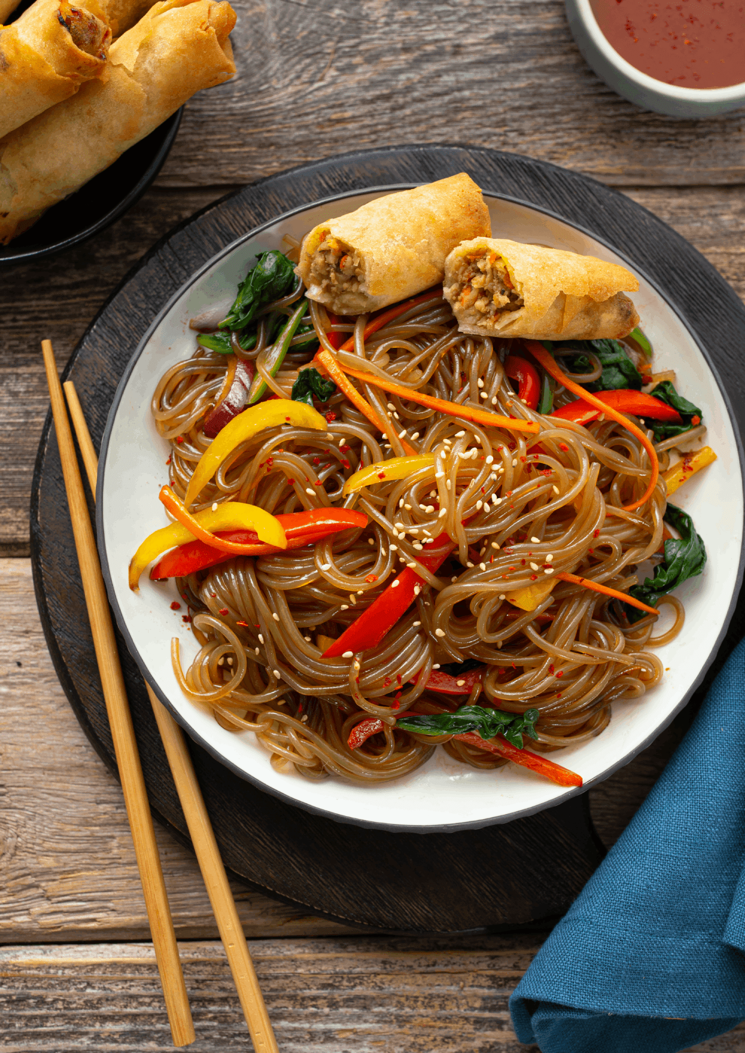 Korean Glass Noodles with Beef Bulgogi Spring Rolls SUMM! Recipes